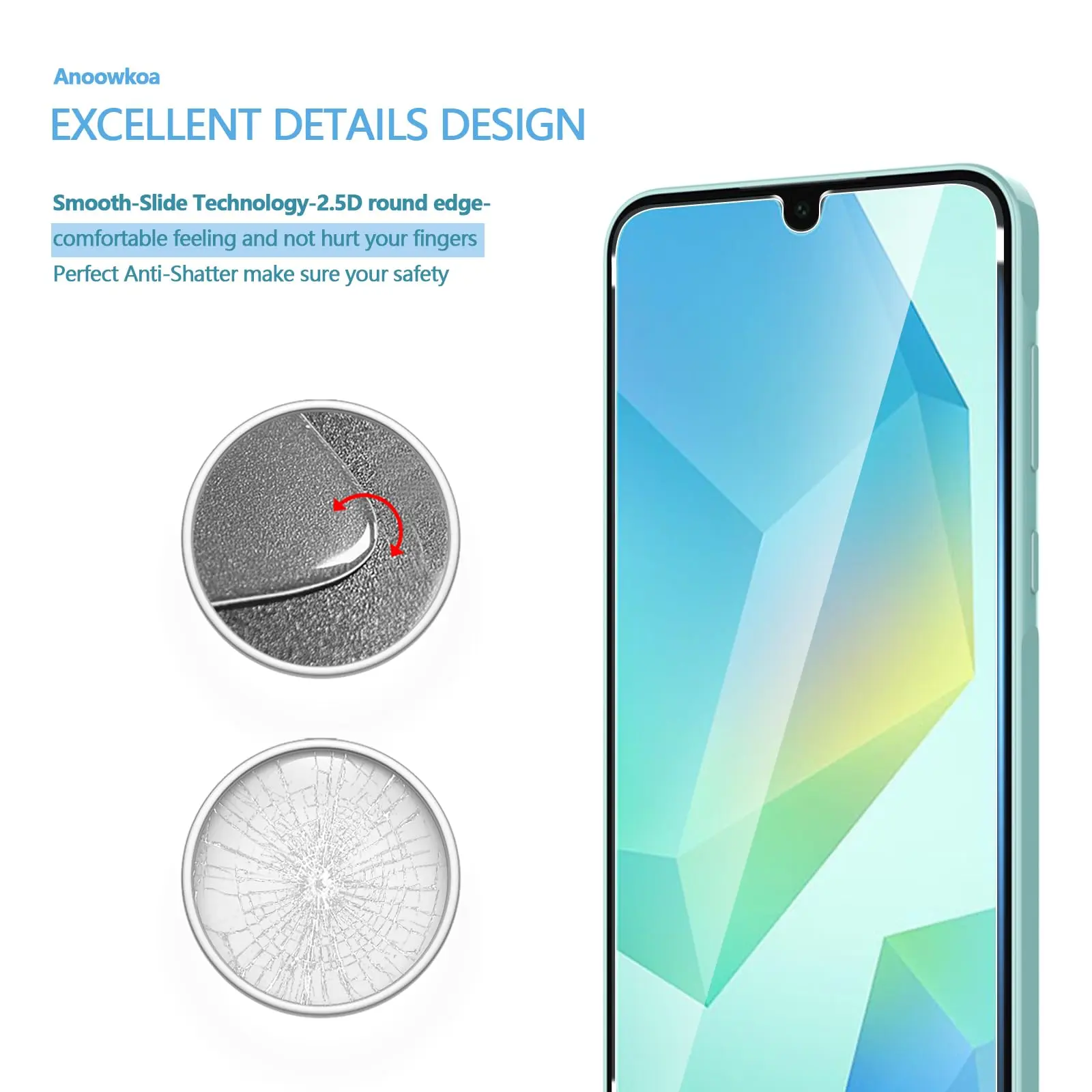 Screen Protector for Galaxy A16 4G 5G 6.7 inch Samsung A+ Tempered Glass Crystal HD 9H Transparent Anti Scratch Case Friendly