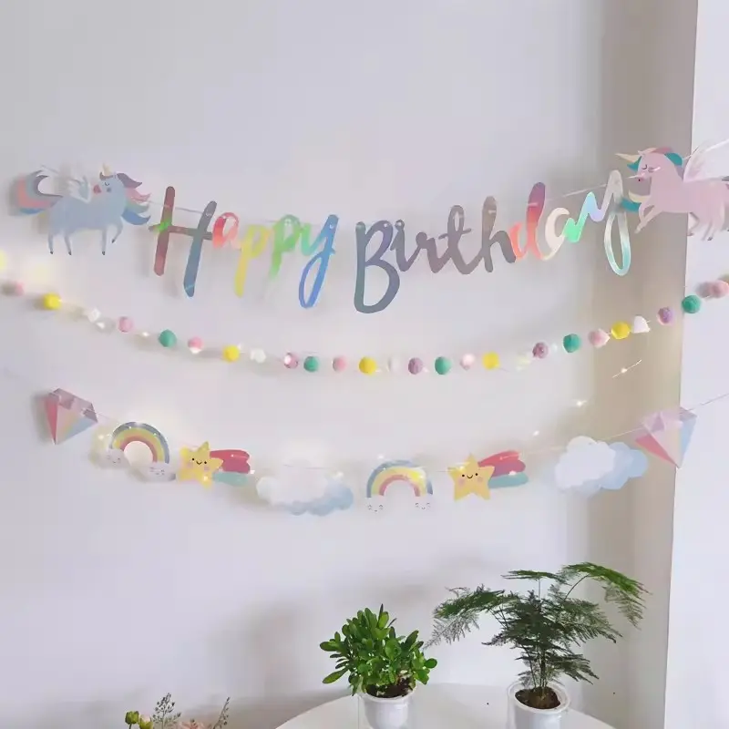 Unicorn Party Banner Garland standing Unicorn Balloon Kids girls Birthday Decoration Banner Baby Shower Unicorn party decoration