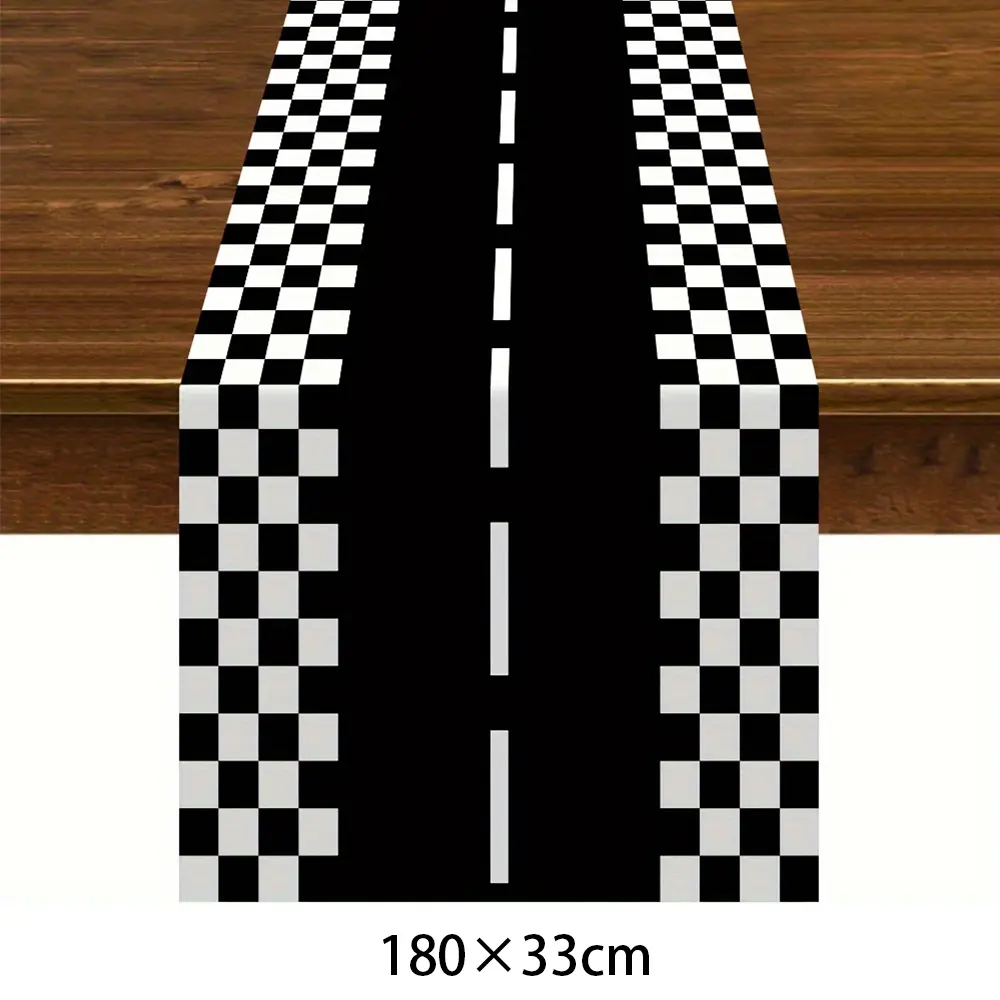 Racing Car Table Runner Tablecloths Table cover checkered flag racing road track kids Race Car Themed birthday Party Decoration