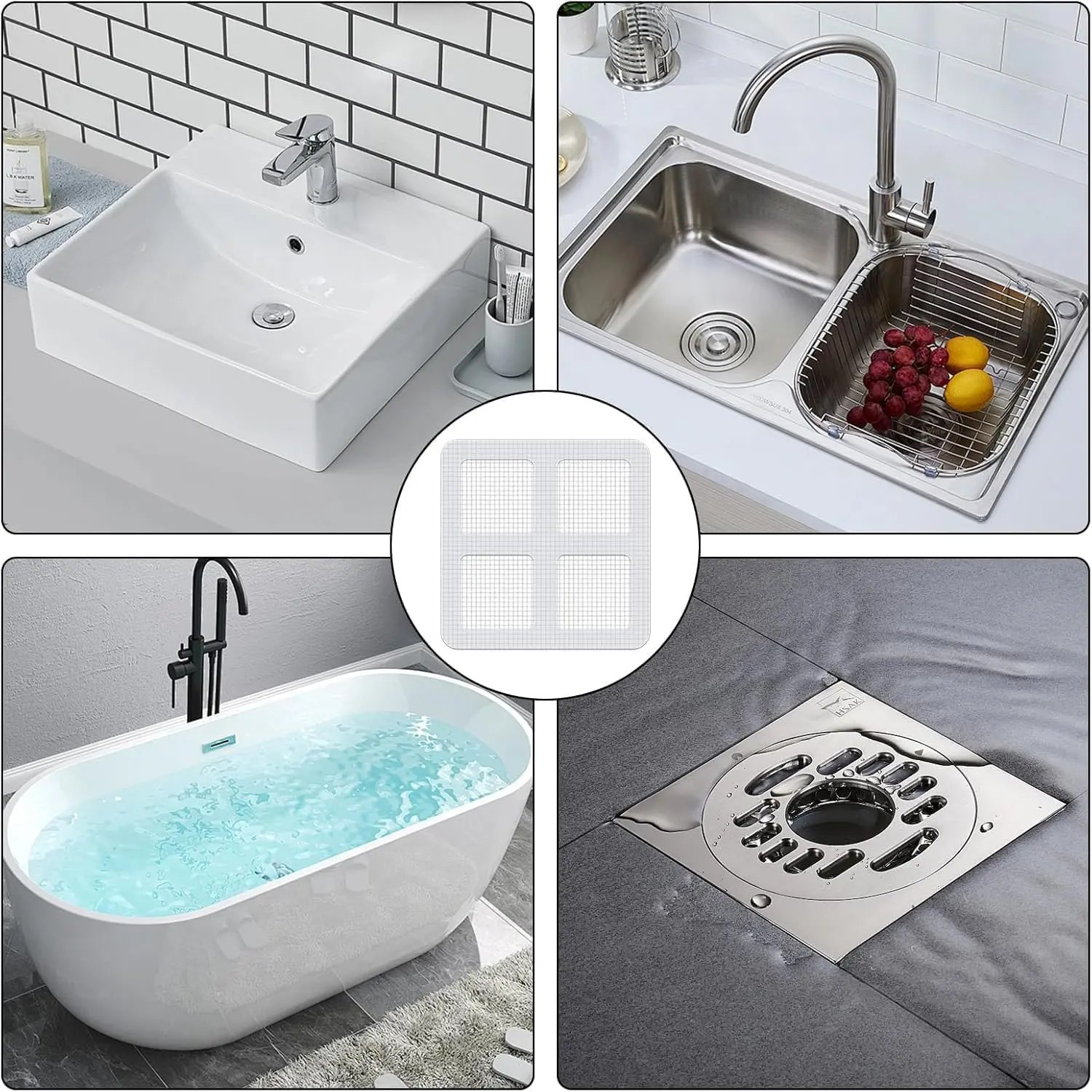 Disposable Shower Drain Cover Hair Catcher Mesh Bathroom Sink Strainer Anti Blocking Floor Drain Filter for Kitchen Pet Hair