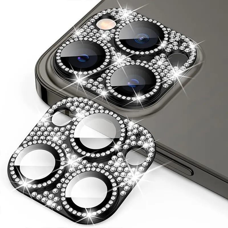 Diamond-encrusted Integrated Armor Lens Film iPhone15 ProMax Accessories Camera Protector iphone15 Lens Protector iphone13 14Pro