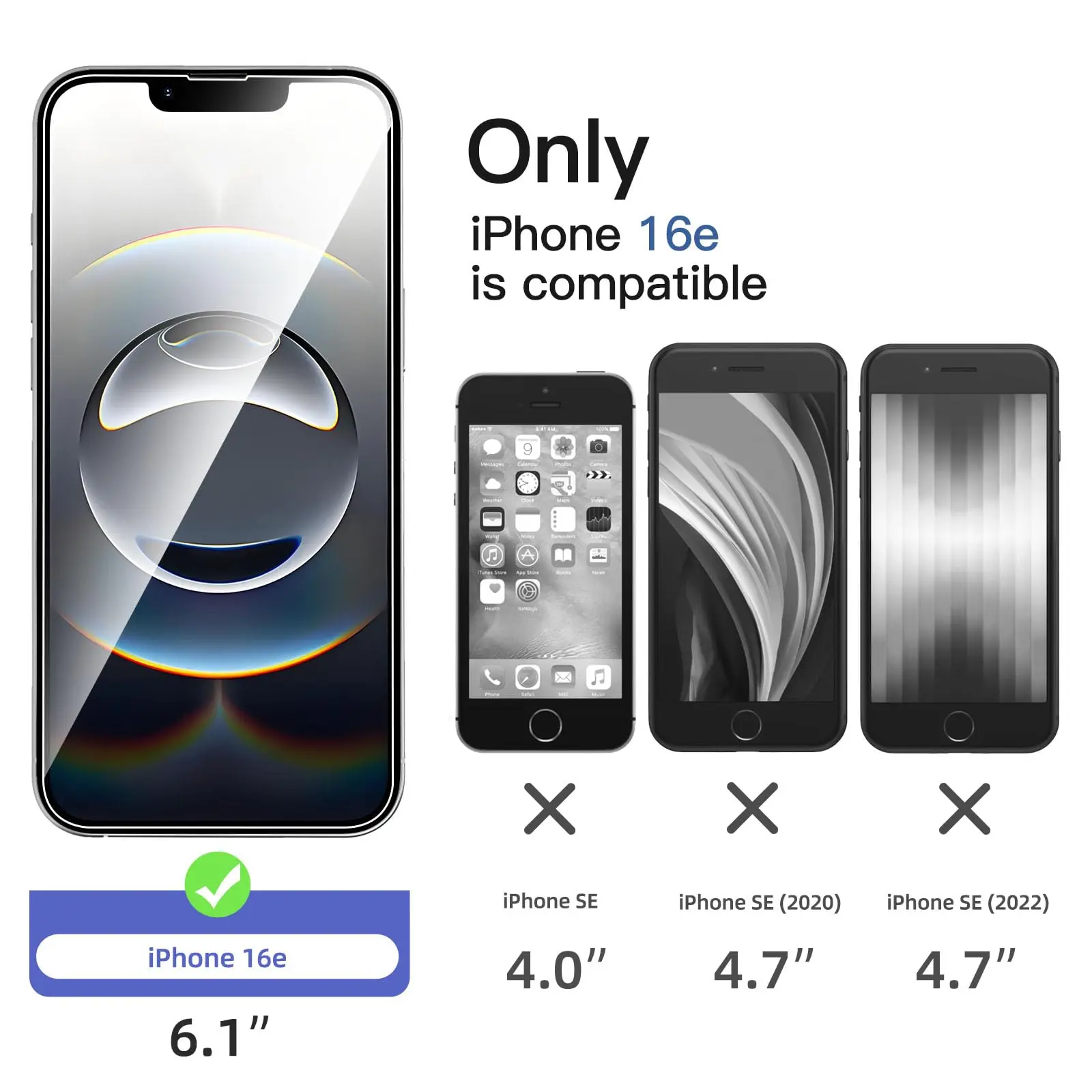 Screen Protector For iPhone 16e Tempered Glass HD Crystal Mica 9H Anti Scratch Case Friendly Clear