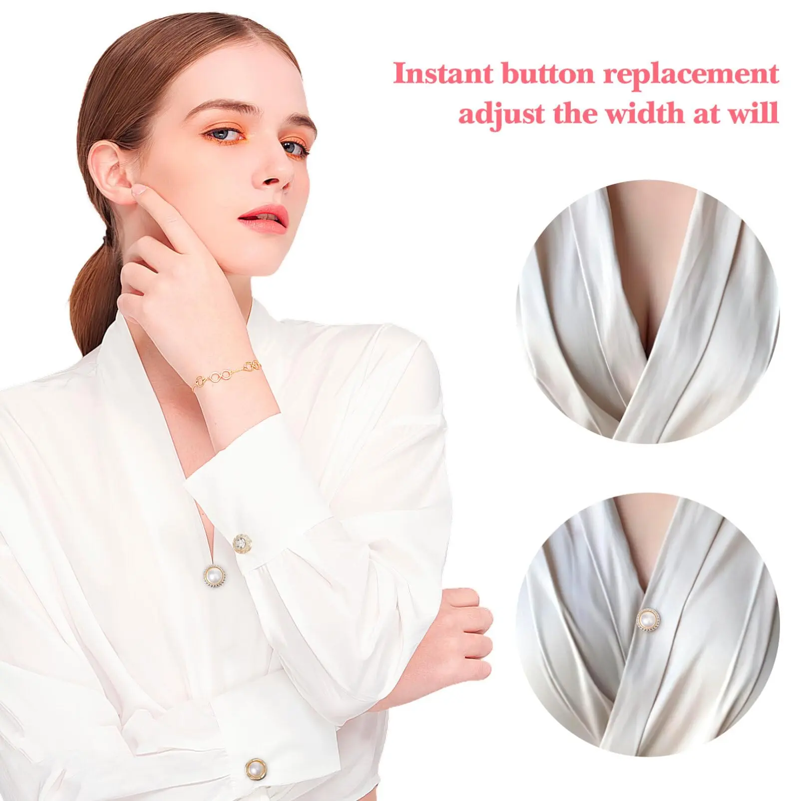 10pcs No-Sew Pearl Rhinestone Button Pins for Women, Decorative Safety Button Covers for Clothes, Hats, Bags, Shawls