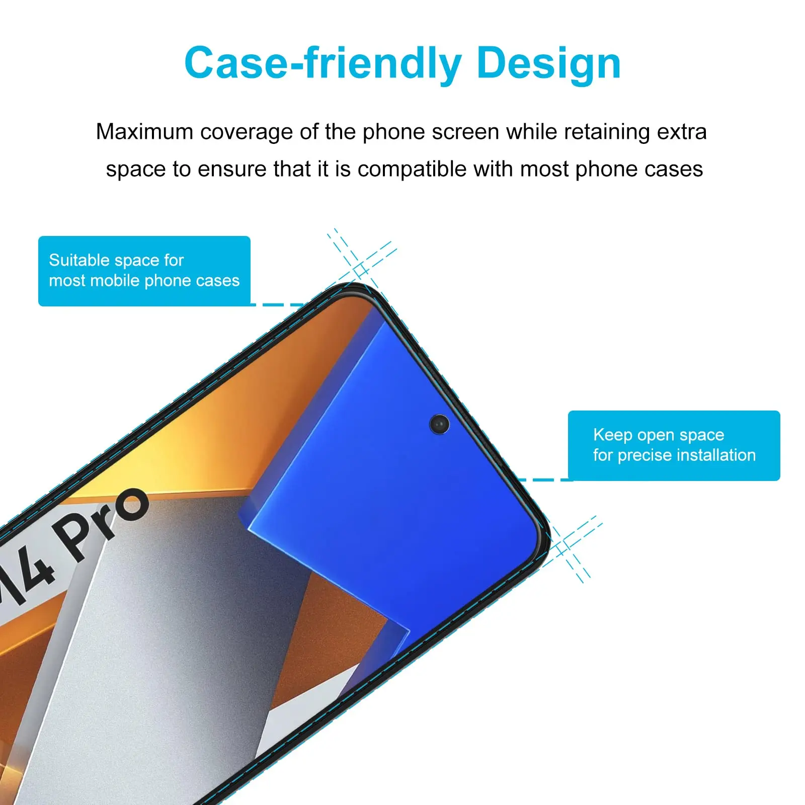Screen Protector For POCO M4 Pro 4G Xiaomi, Tempered Glass HD Crystal Clear 9H High Aluminum Anti Scratch Case Friendly