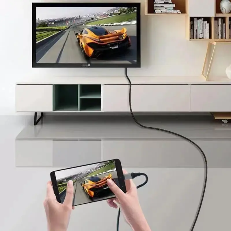 Usb C To Hdmi-Compatible 4k/30hz Video Cable 1080p Type C 3.1 Hdtv Cord Same Screen For Macbook Pro Chromebook Pixel