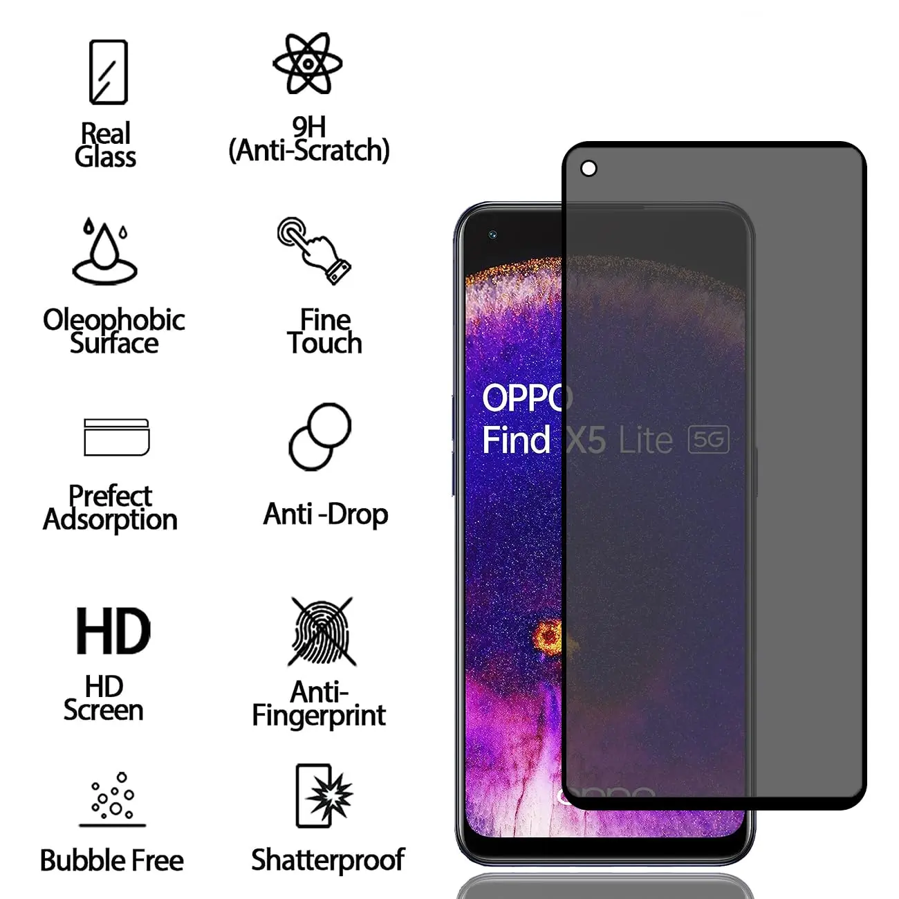 Anti Spy Screen Protector For OPPO Find X5 Lite Privacy Tempered Glass 9H Anti Peep Scratch High Aluminum Case Friendly