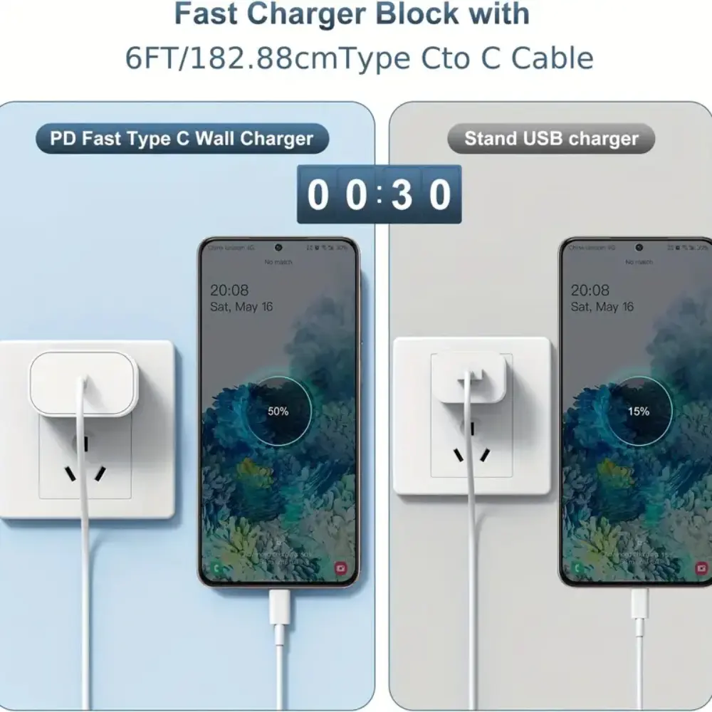 2Pack-20W Fast Charger Set PD Charger with 3.3ft/1m USB C to Ligtning Cable Fast Charging Set for iPhone 14/13/12/11 Pro Max