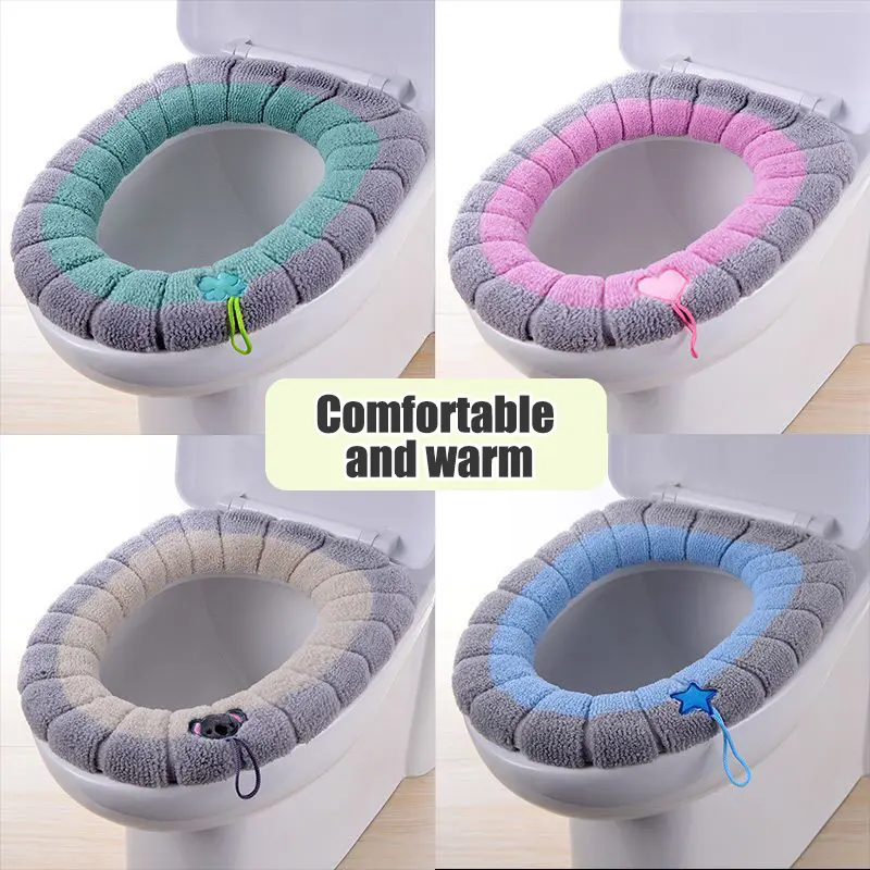 1pcs Thicker Bathroom Toilet Seat Cover Pads Soft Comfortable Toilet Seat Cushion Cover Stretchable Toilet Seat Warmer Easy Inst