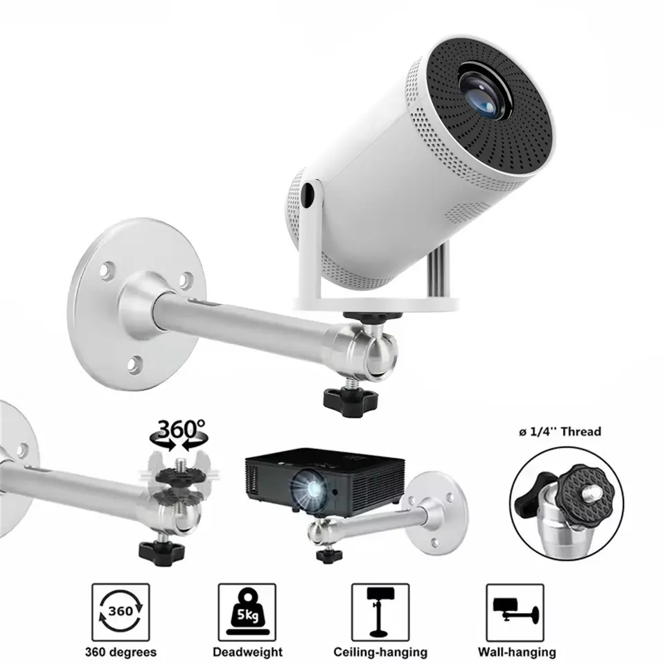360° Rotatable Aluminum Ceiling Wall Mount Bracket for HY300 HY320 Portable Projector Beamer Holder​
