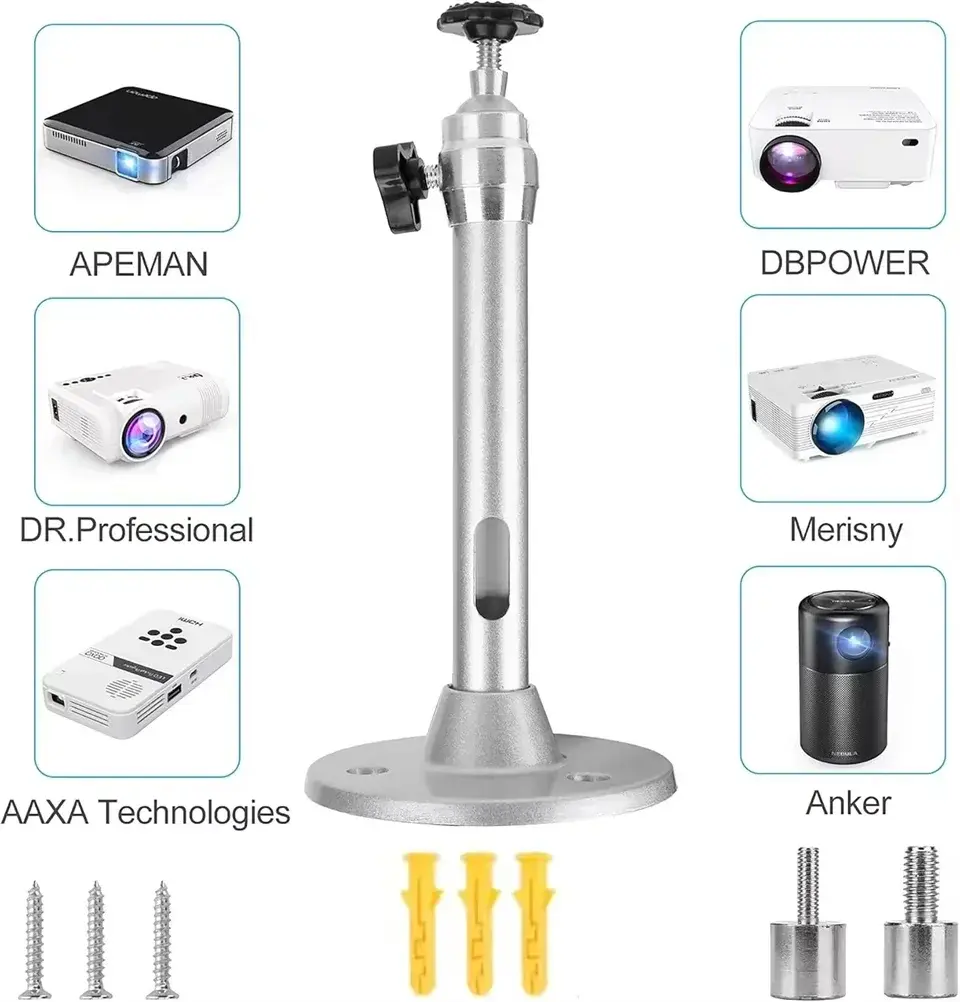 360° Rotatable Aluminum Ceiling Wall Mount Bracket for HY300 HY320 Portable Projector Beamer Holder​