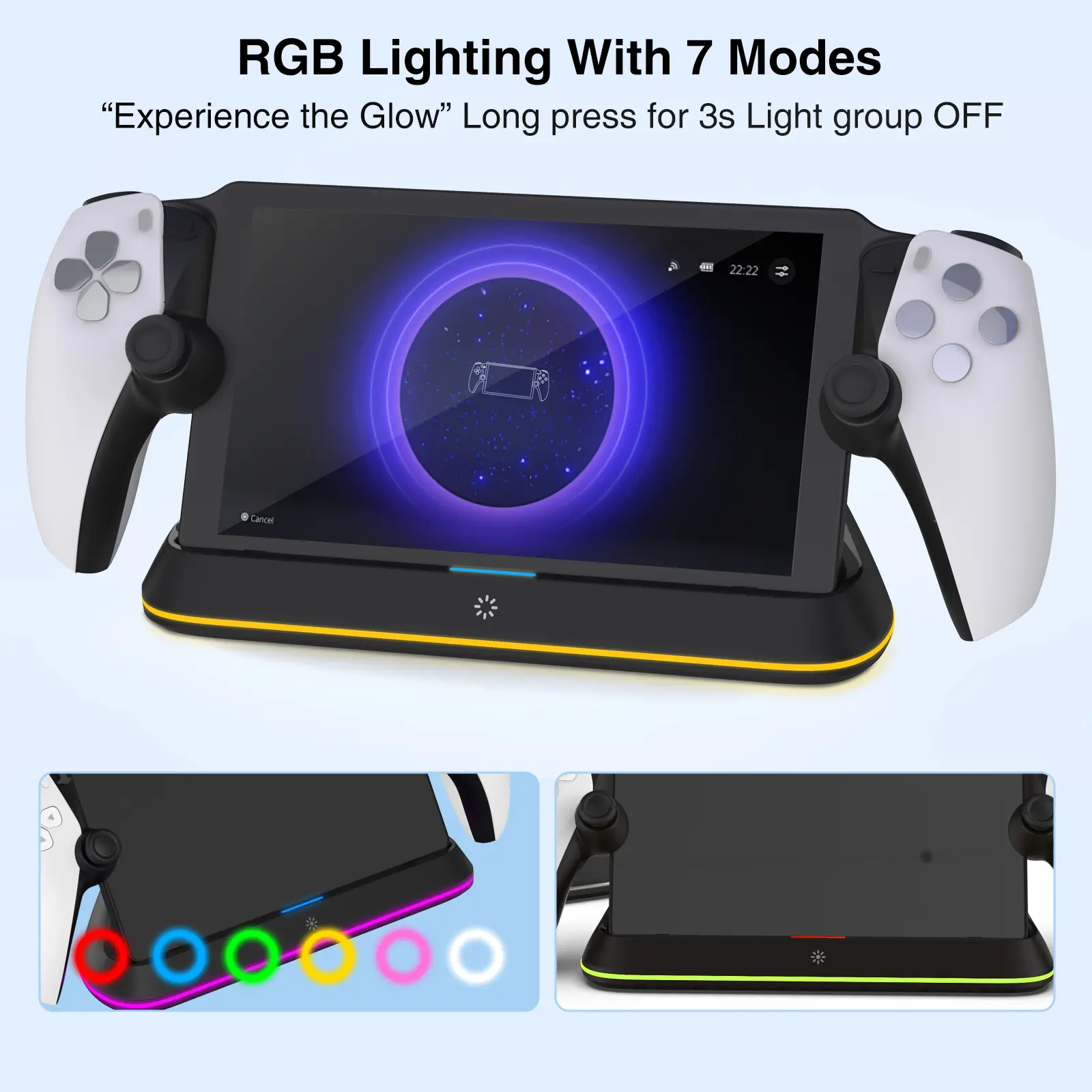 NEW Charging Station for Playstation Portal and PS5 Controllers with LED Light and Charging Cable HC-P3710