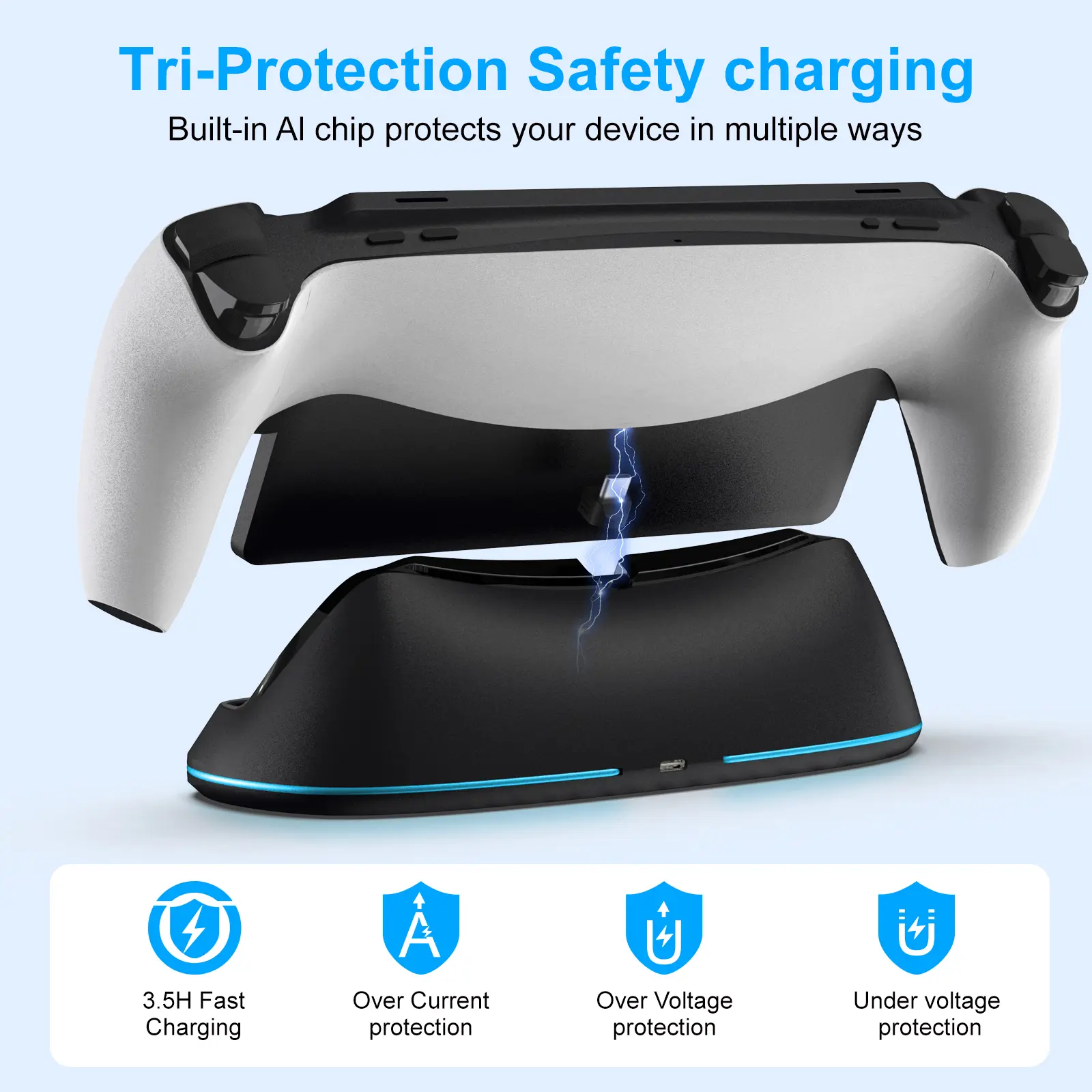 NEW Charging Station for Playstation Portal and PS5 Controllers with LED Light and Charging Cable HC-P3710