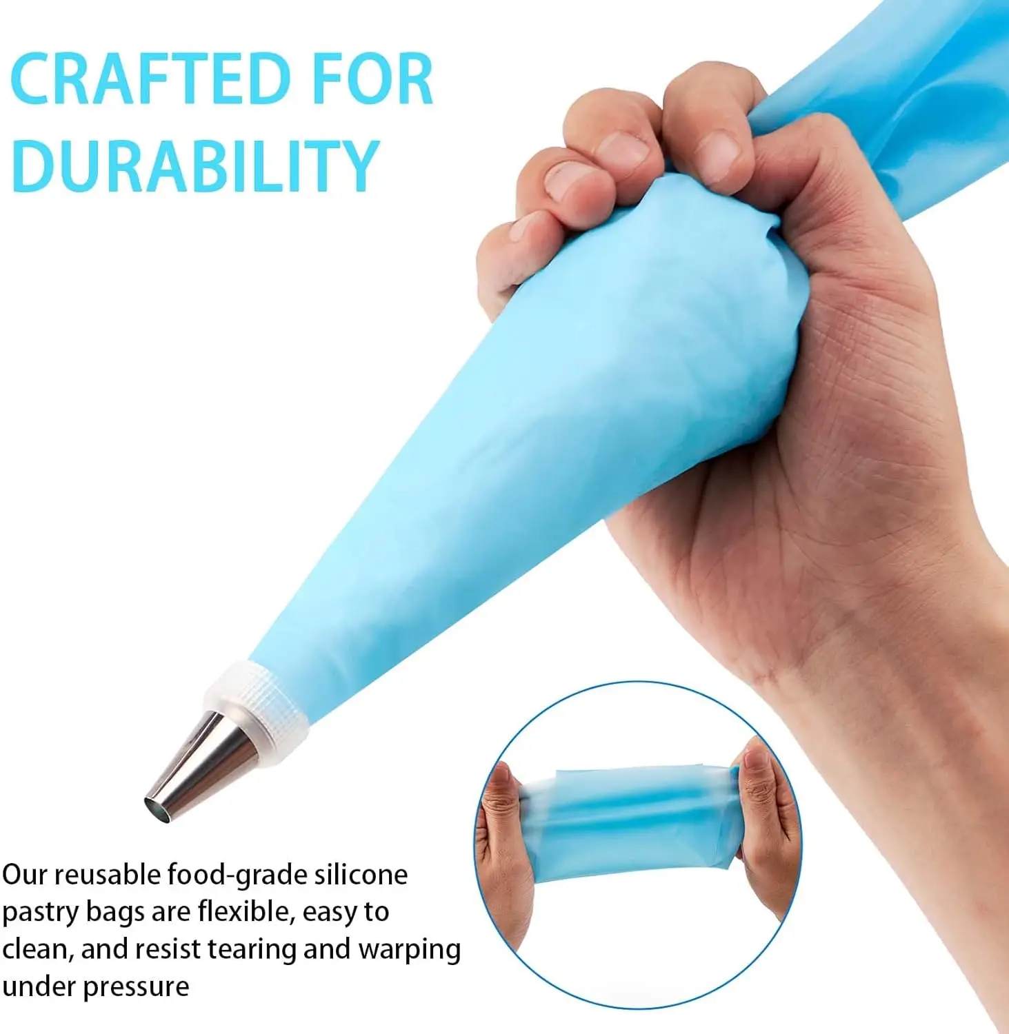 50PCS Piping Bags Cake Decorating Tools Kit Reusable Silicone Pastry Bag Stainless Steel Nozzle Piping Nozzles DIY Baking Tools