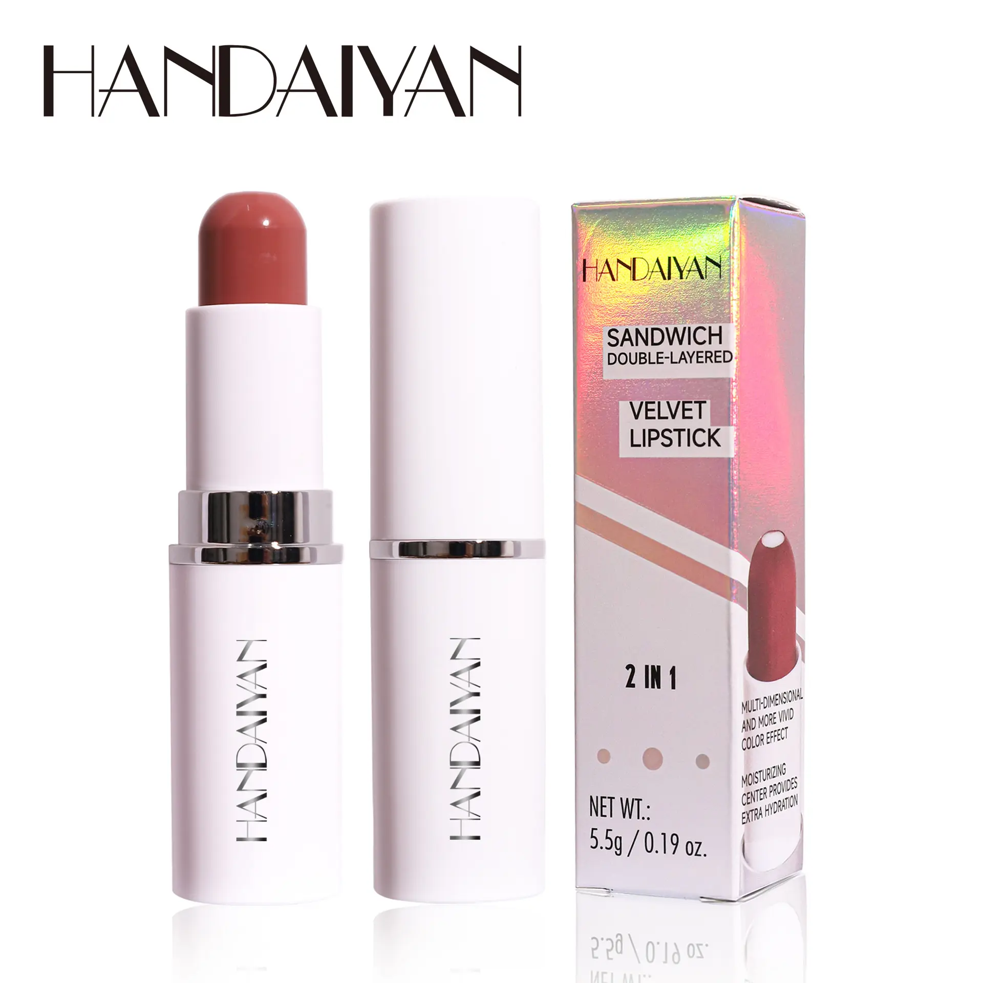 Handaiyan 8 Colors Matte Waterproof Velvet Nude Lipstick Sexy Red Brown Pigments Makeup Long Lasting Profissional