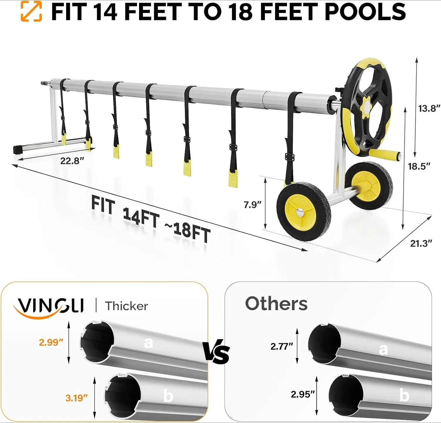 Pool Cover Reel Set Pool Solar Cover Reel for Inground Swimming Pool