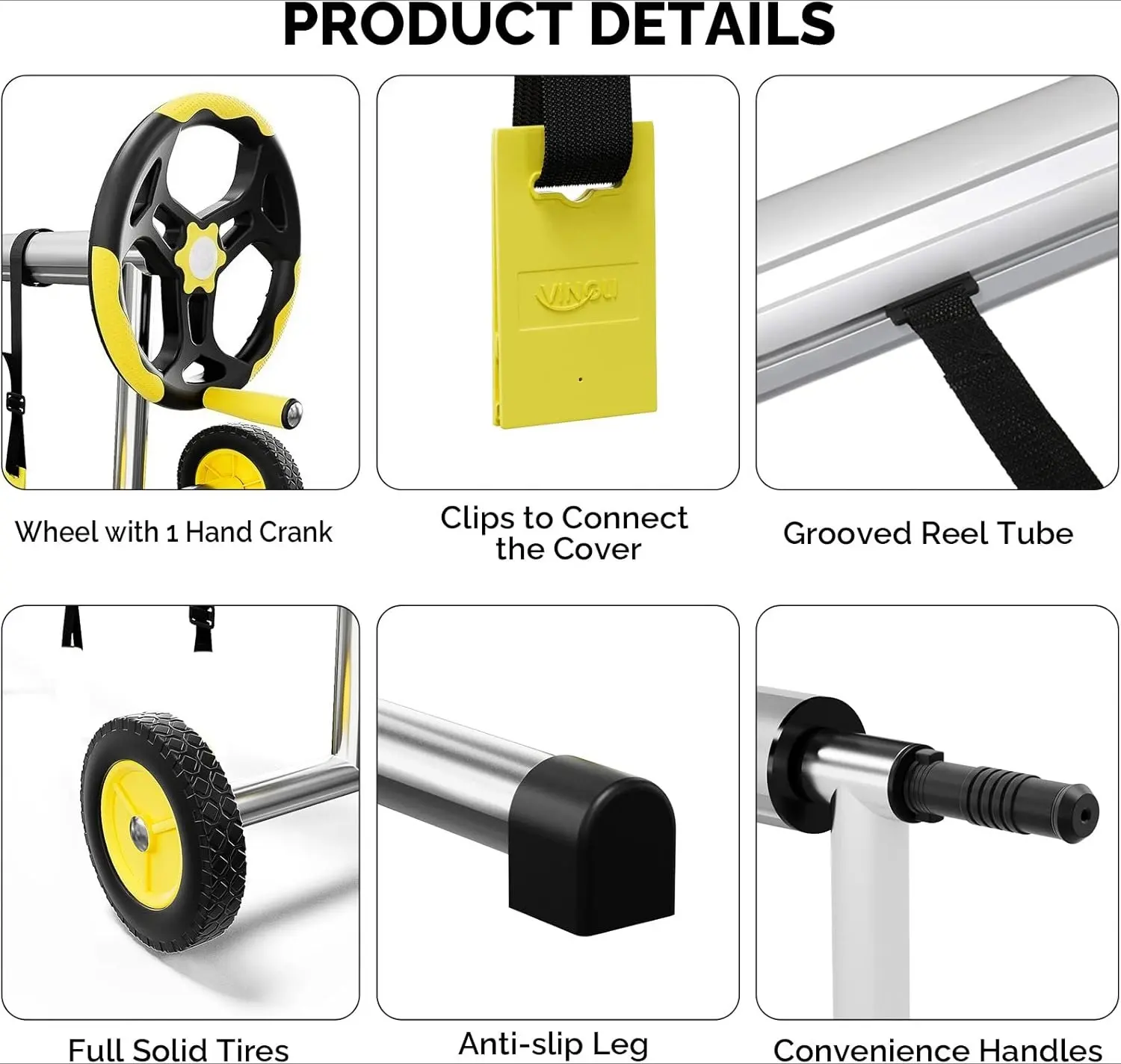 Pool Cover Reel Set Pool Solar Cover Reel for Inground Swimming Pool
