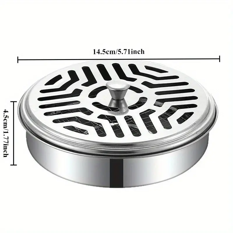 Mosquito Coils Holder Stainless Steel Mosquito Coil Box with Cover Round Mosquito Coil Tray Easy To Clean Anti-Mosquito Supplies