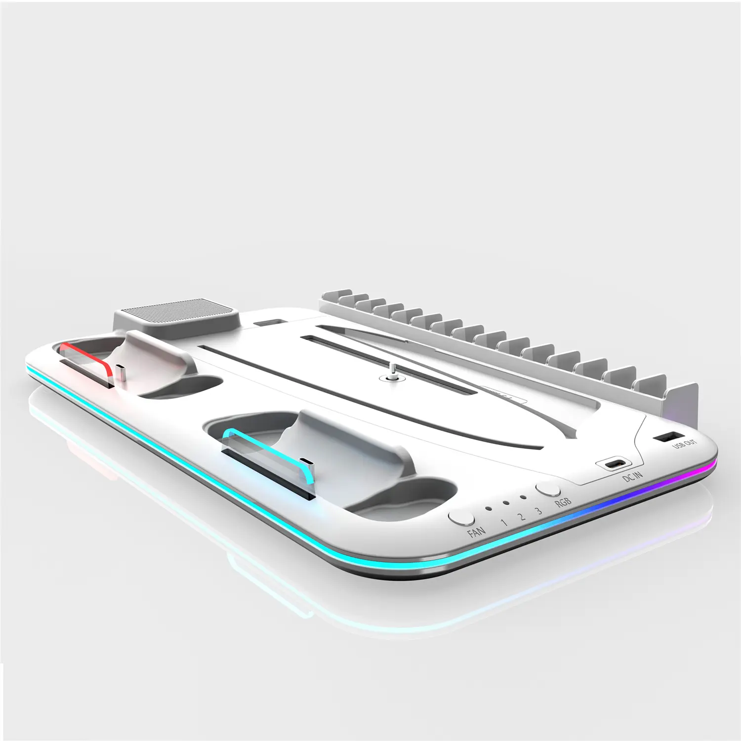 RGB Light and 3 Levels Turbo Cooling Station with Controller Charging Station for PS5/SLIM Digital/Disc with Headset Holder