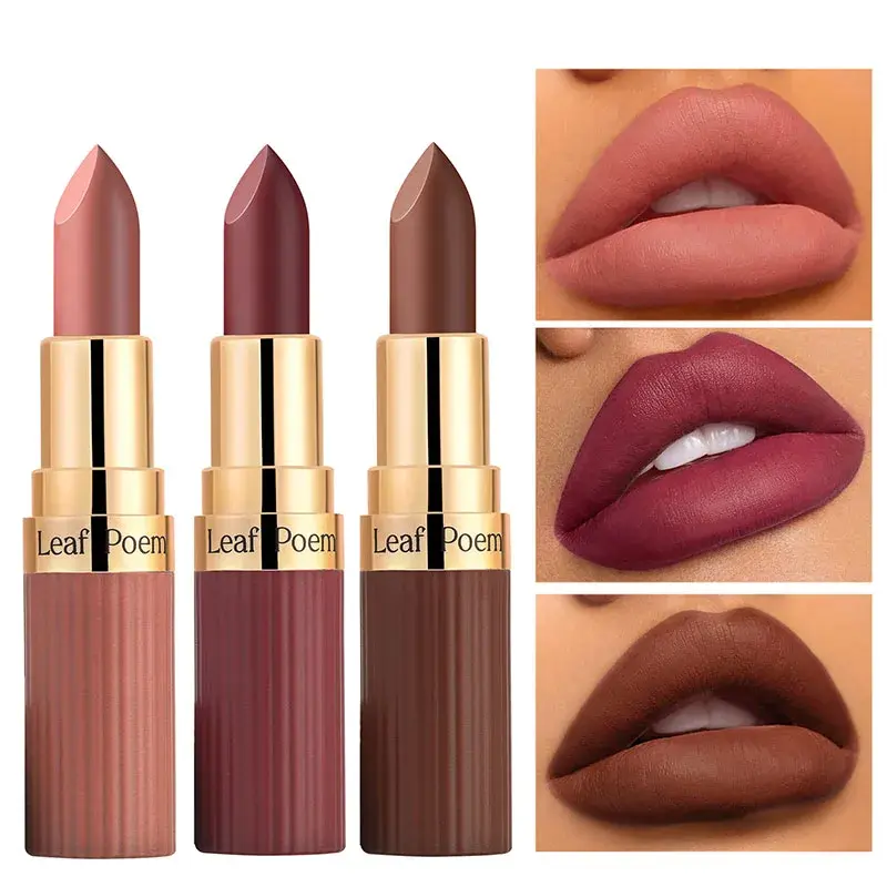 6-Color Matte Lipstick Waterproof Long-lasting Moisturizing Velvet Matte Lipstick High Pigment Lips Cosmetics Pink Lip Stick