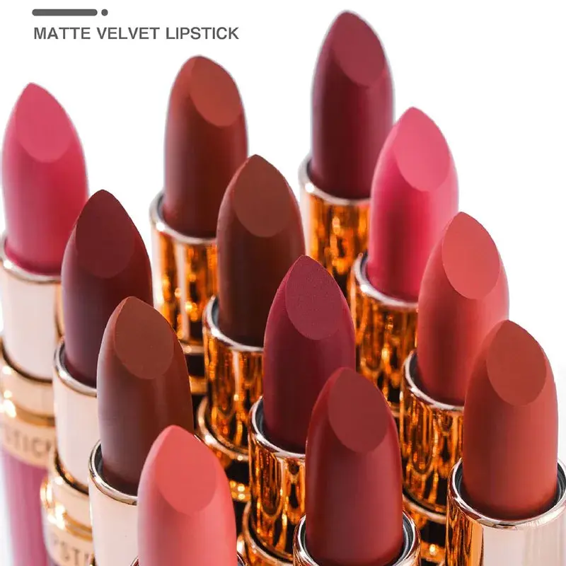6-Color Matte Lipstick Waterproof Long-lasting Moisturizing Velvet Matte Lipstick High Pigment Lips Cosmetics Pink Lip Stick