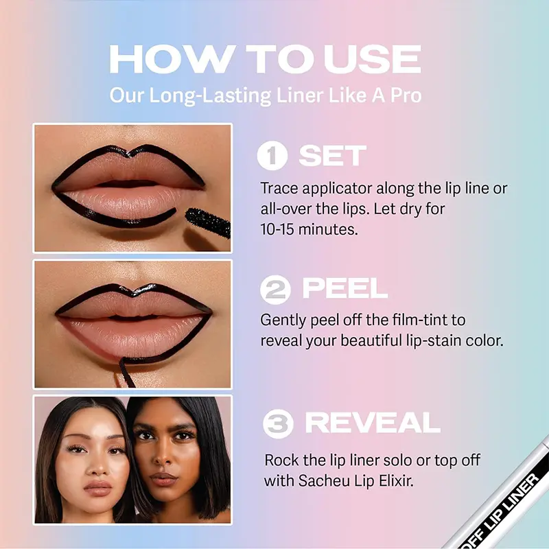 Glossy Peel-off Lip Liner High Pigmented Tattoo Peel Off Waterproof Lasting Non-fading Moisturizing Lip Lipstick Korean Brand