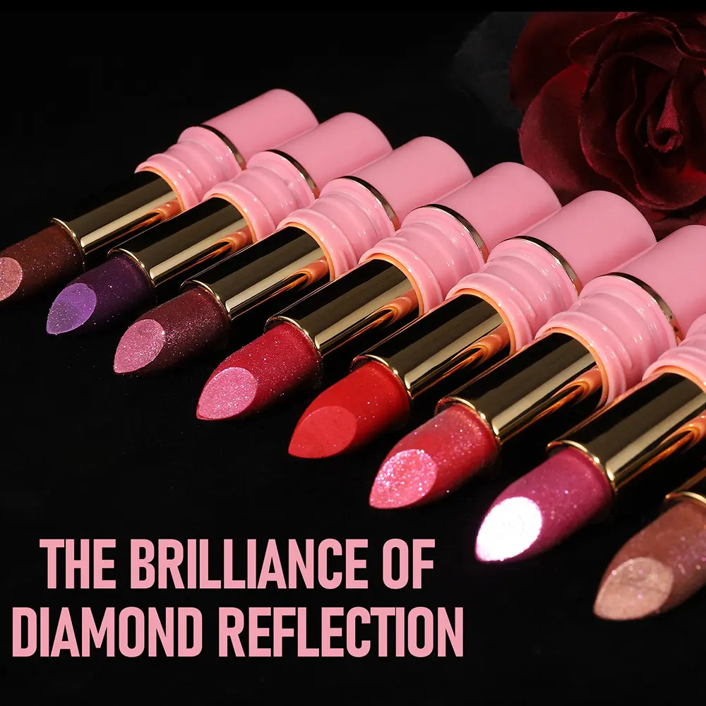 8 Colors Bold & Intense Glitter Shiny Metallic Lipstick Pearlescent Lip Gloss Waterproof Lasting Glitter Matte Lip Glaze Make Up