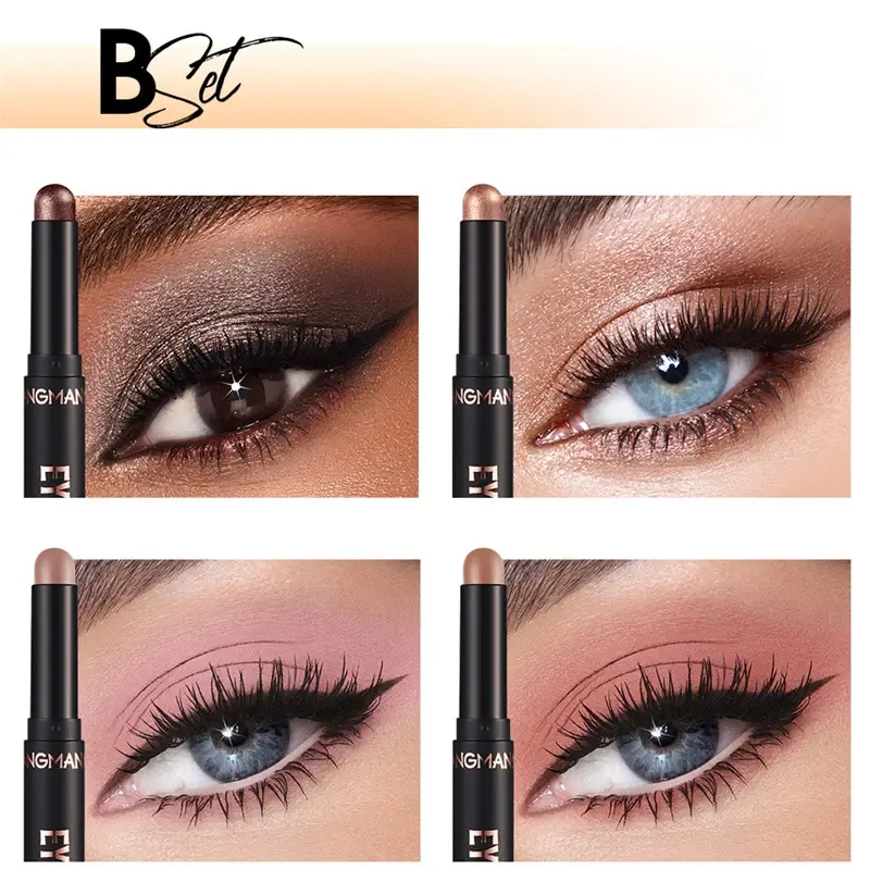 8 Color Waterproof Glitter Eyeshadow Pen Lasting Natural Shimmer Matte Lying Silkworm Eyeshadow Pencil Silvery Highlighter Stick