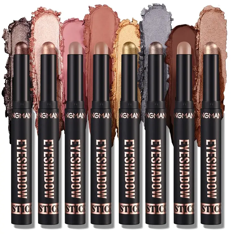 8 Color Waterproof Glitter Eyeshadow Pen Lasting Natural Shimmer Matte Lying Silkworm Eyeshadow Pencil Silvery Highlighter Stick