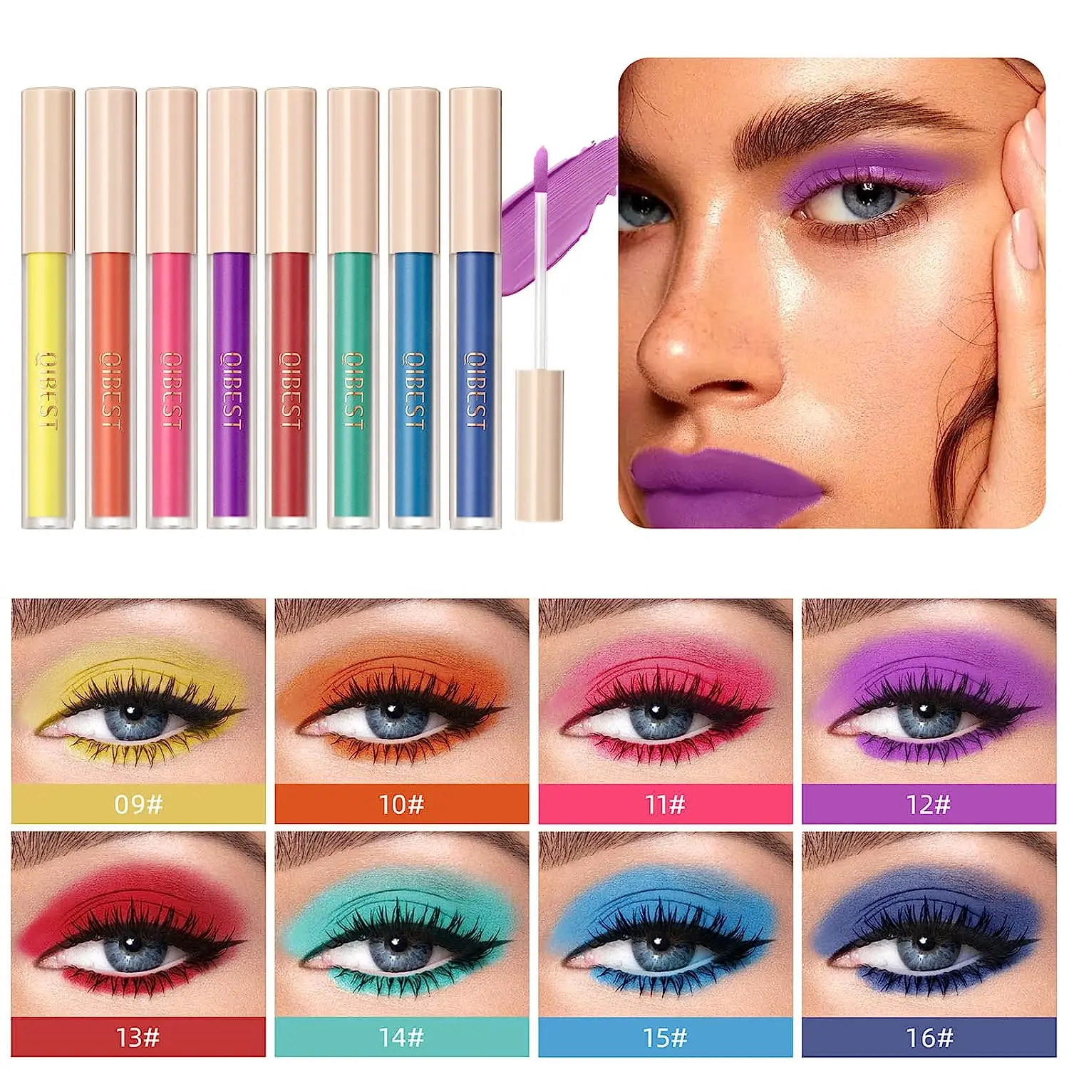 QIBEST 8 Colors Matte Liquid Eyeshadow Set Waterproof Long Lasting Eye Shadow Set Nude Eye Pigment Korean Makeup For Women