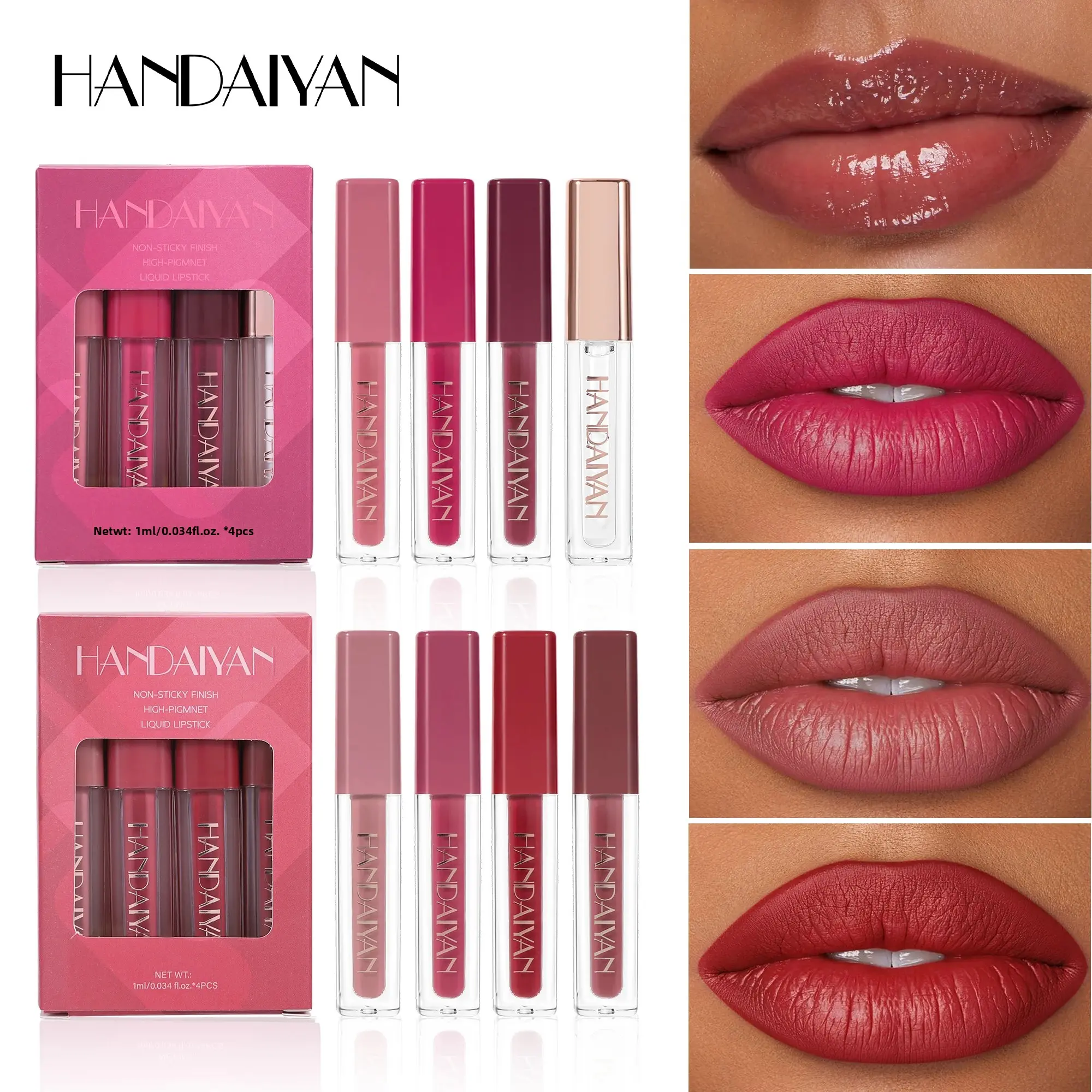 Pearly Matte Liquid Lipstick Set Long Lasting Waterproof Non-Stick Cup Velvet Mist Lip gloss Non-Stick Lip Glaze Lip Tint Oil