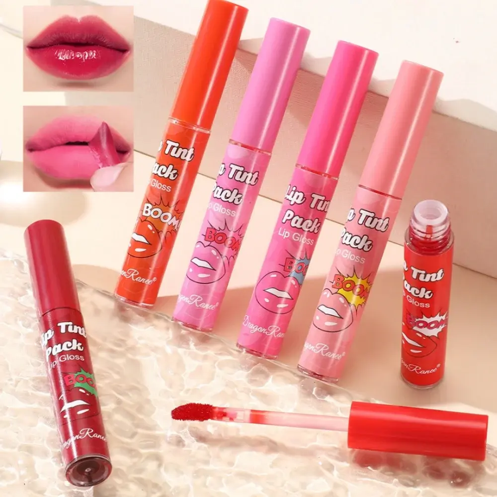 Peel-Off Lip Glaze Set Waterproof Long-Lasting & Non-Transfer Matte Sexy Red Tear-Off Liquid Lip Tattoo