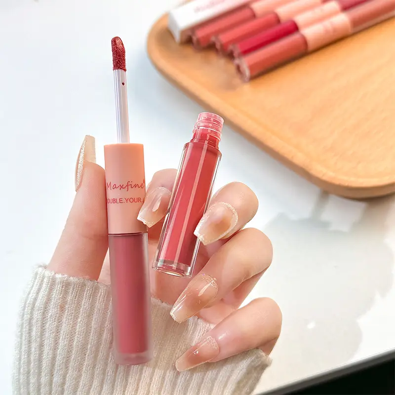 Double Headed Lip Gloss Waterproof Moisturizing Durable Mist Matte Velvet Mirror Lip Gloss Cosmetics