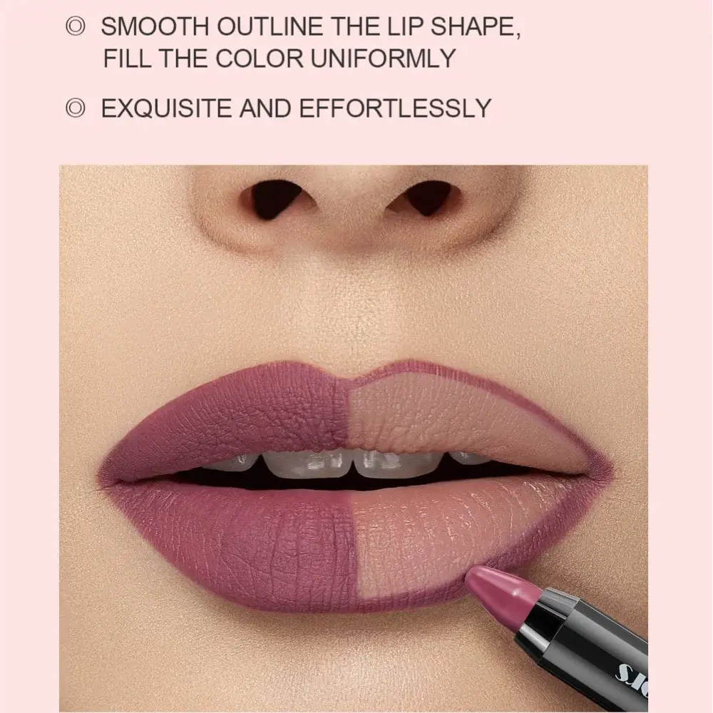 Matte Nude Grey Pink Lip Liner Pen Waterproof Non-stick Cup Sexy Red Contour Tint Crayon Lipstick - Makeup Cosmetic Shape