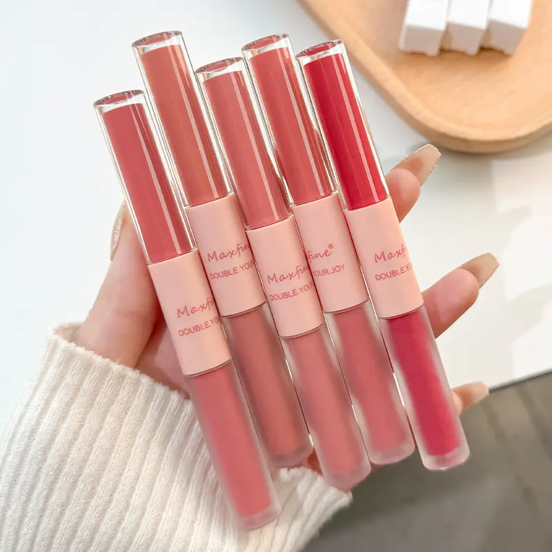 Double Headed Lip Gloss Waterproof Moisturizing Durable Mist Matte Velvet Mirror Lip Gloss Cosmetics