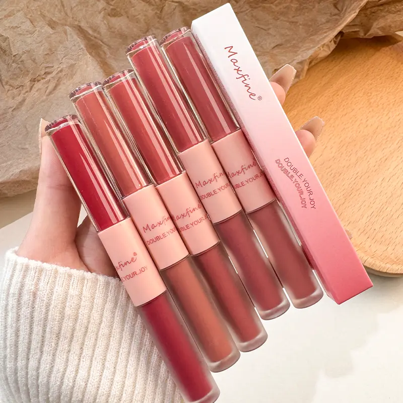 Double Headed Lip Gloss Waterproof Moisturizing Durable Mist Matte Velvet Mirror Lip Gloss Cosmetics