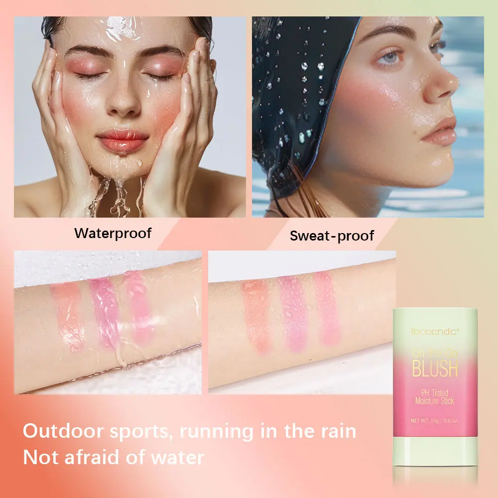 Color Changing Powder Blusher Cream Lasting Waterproof Moisturizing Multi Functional Blush Stick Light feeling Facial Makeup