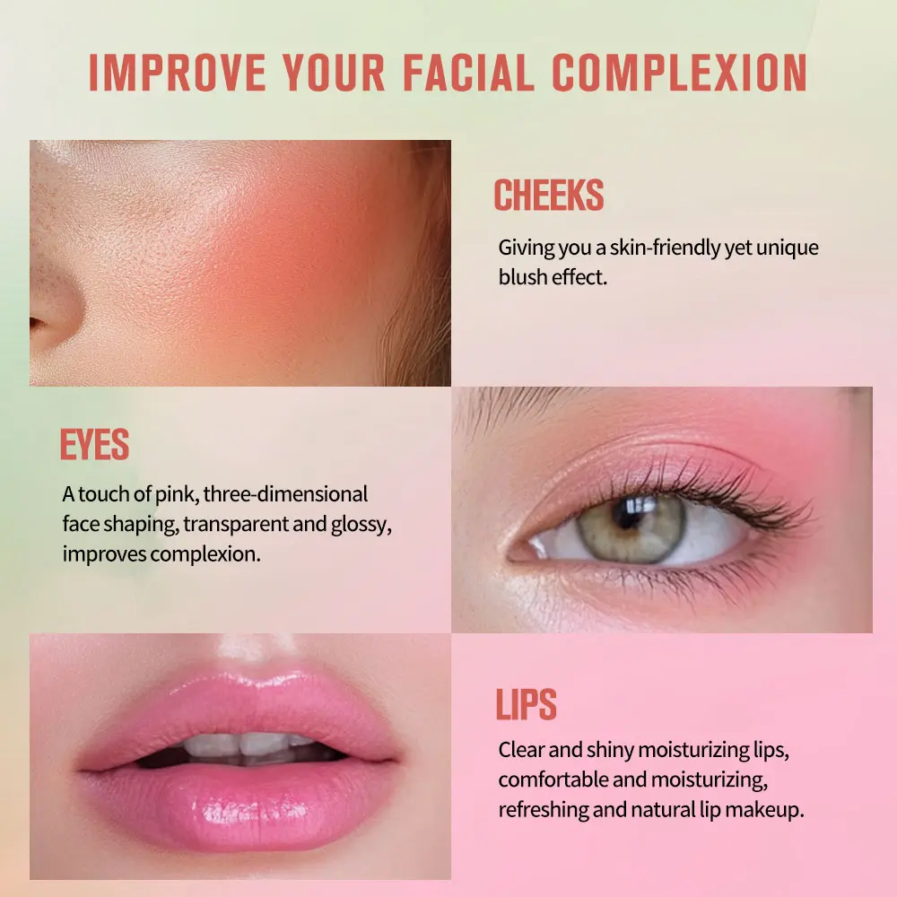 Color Changing Powder Blusher Cream Lasting Waterproof Moisturizing Multi Functional Blush Stick Light feeling Facial Makeup