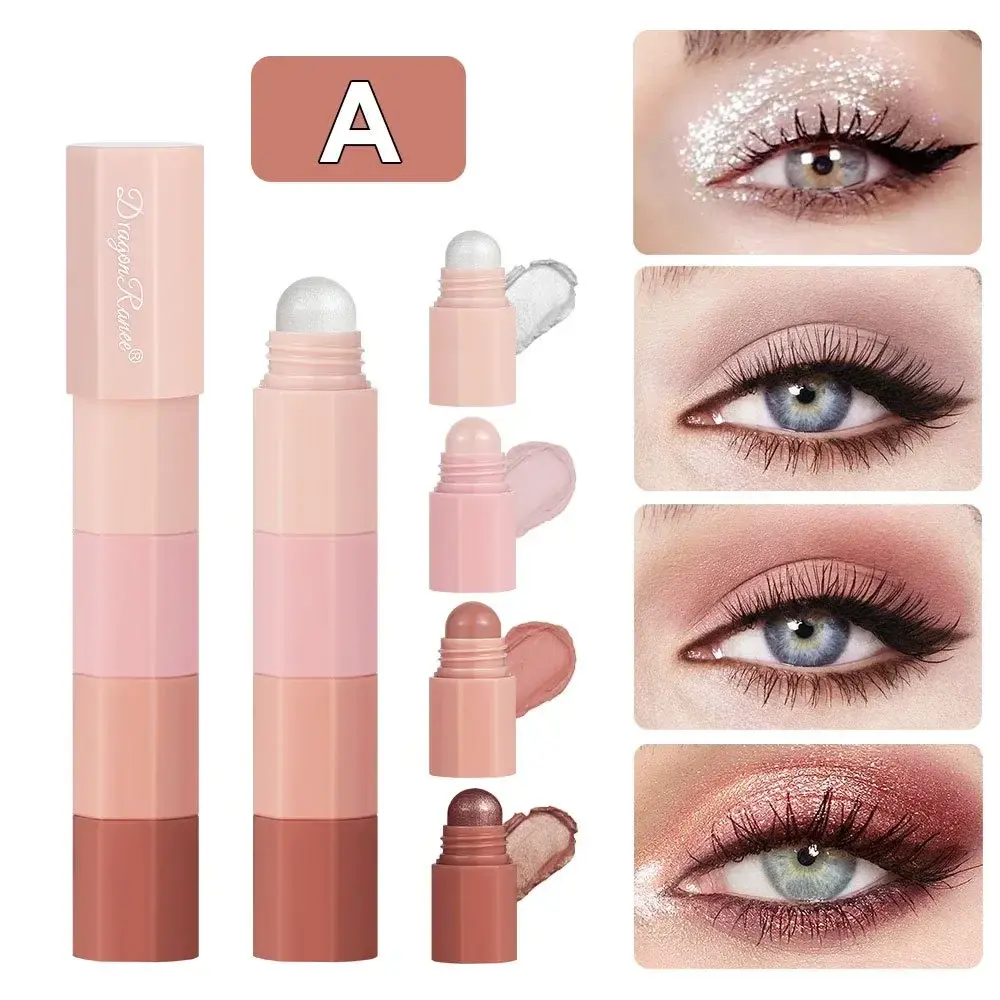 4 IN 1 Eyeshadow Stick Pearlescent Highlighter Lying Silkworm Pencil Eye Shadow Contour Pen Waterproof Glitter Matte Cosmetics