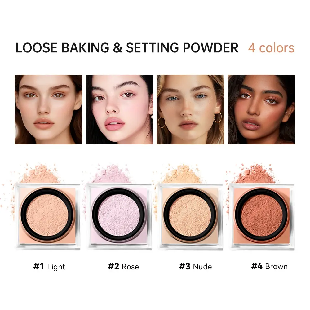Loose Baking&Setting Powder Long Lasting Oil Control Natural Face Matte Waterproof BrighTening Loose Powder Makeup Cosmetic