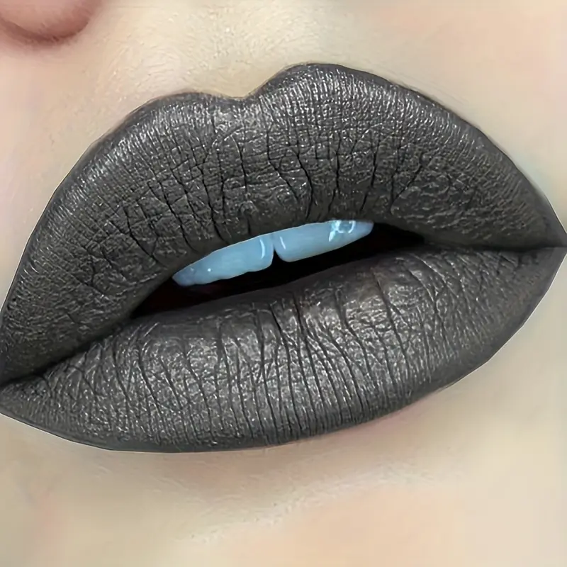 Matte Metallic Lipstick Gloss - Long-Lasting, Waterproof & Sweatproof Black Lipstick with Metallic Finish All Skin Types