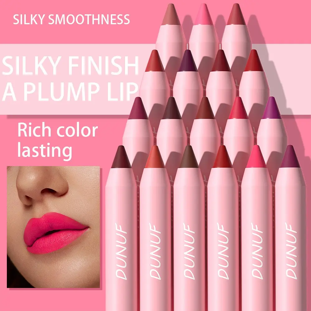 18 Color Waterproof Matte Lipstick Pencil Sexy Red Contour Tint Lip stick Lasting Non-stick Cup Lipliner Pen Lip Makeup Cosmetic