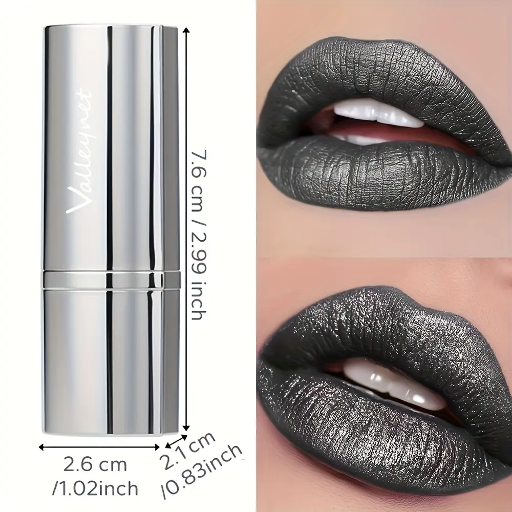 Matte Metallic Lipstick Gloss - Long-Lasting, Waterproof & Sweatproof Black Lipstick with Metallic Finish All Skin Types