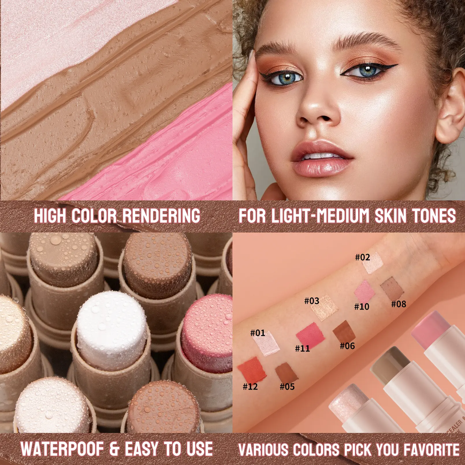 Contour Stick Set Natural Matte Finish Highlighters Shadow Waterproof Contouring Wand V-face Shaping Contour Pen Face Makeup