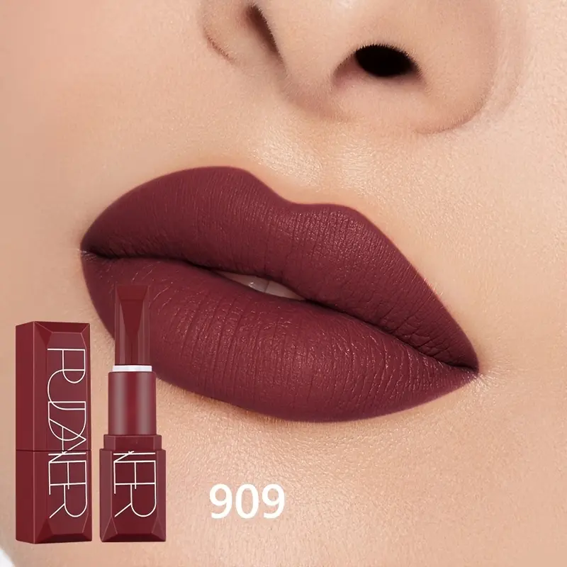 Waterproof Matte Lipstick, Long-Lasting Lip Color, Easy to Apply, High Pigment Lipstick, Suitable for All Parties and Festivals