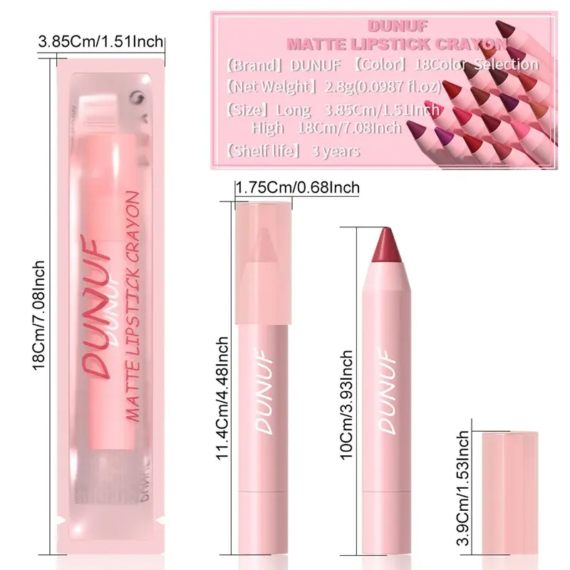 18 Color Waterproof Matte Lipstick Pencil Sexy Red Contour Tint Lip stick Lasting Non-stick Cup Lipliner Pen Lip Makeup Cosmetic
