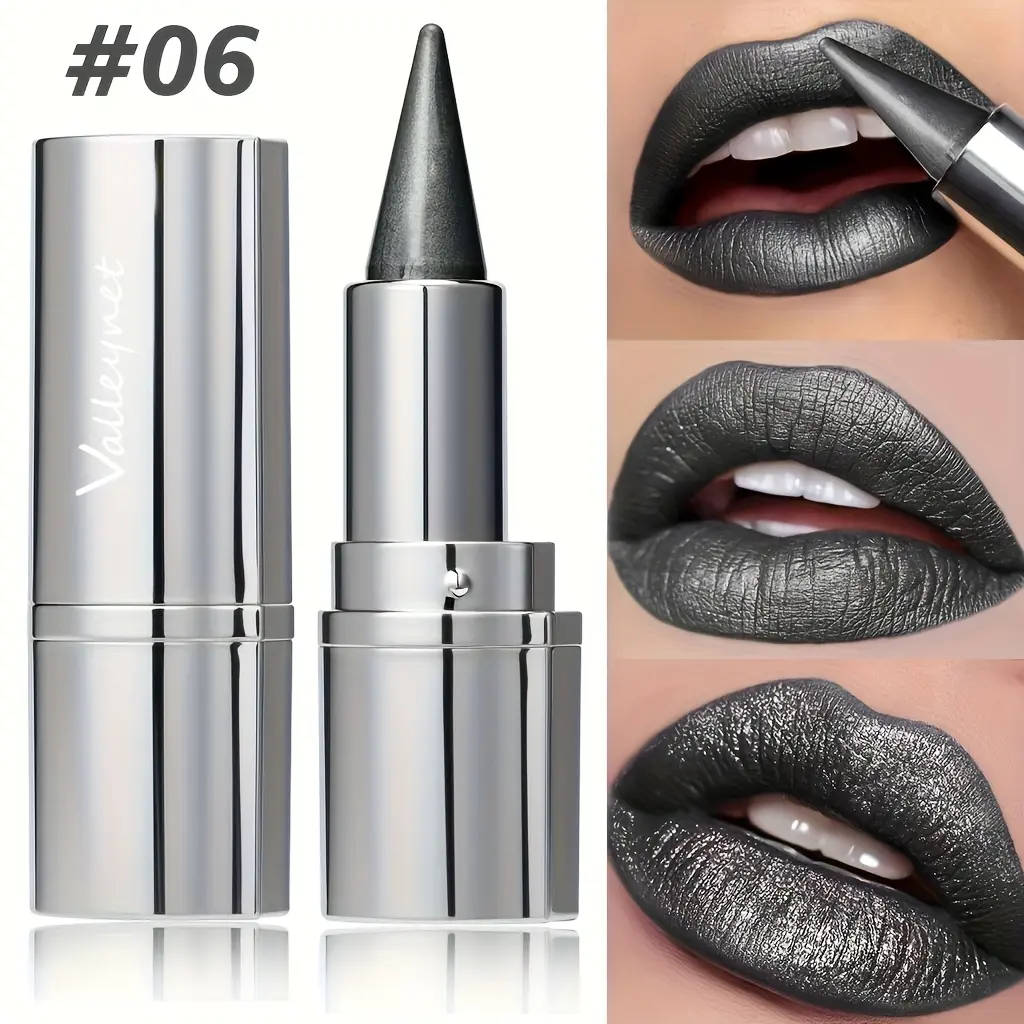 Matte Metallic Lipstick Gloss - Long-Lasting, Waterproof & Sweatproof Black Lipstick with Metallic Finish All Skin Types