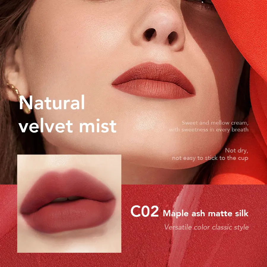 GICYMANTY Misty Matte Square Tube Lip Gloss Moisturizing Waterproof Moisturizing Not Easy To Peel Off Liquid Lipstick