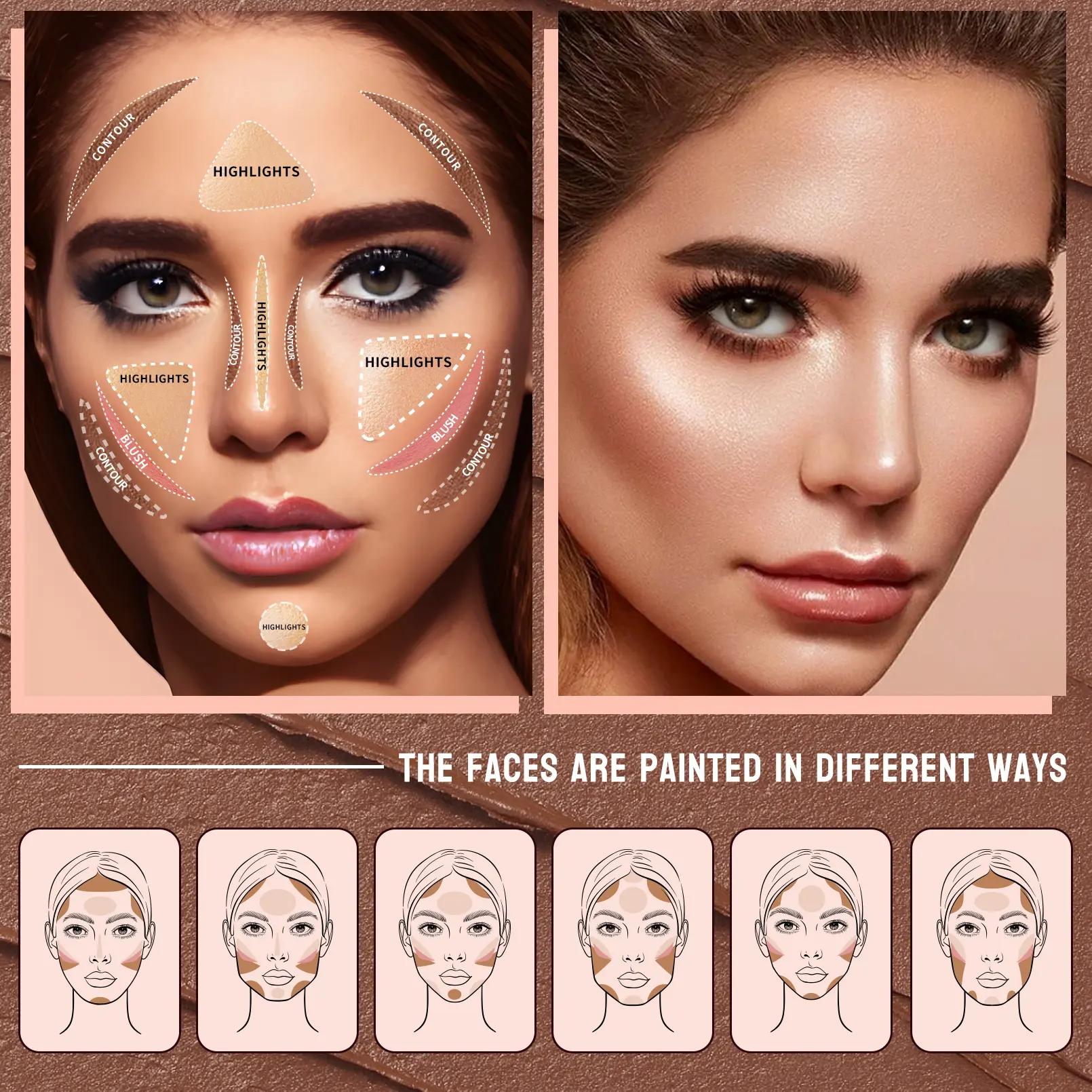 Contour Stick Set Natural Matte Finish Highlighters Shadow Waterproof Contouring Wand V-face Shaping Contour Pen Face Makeup