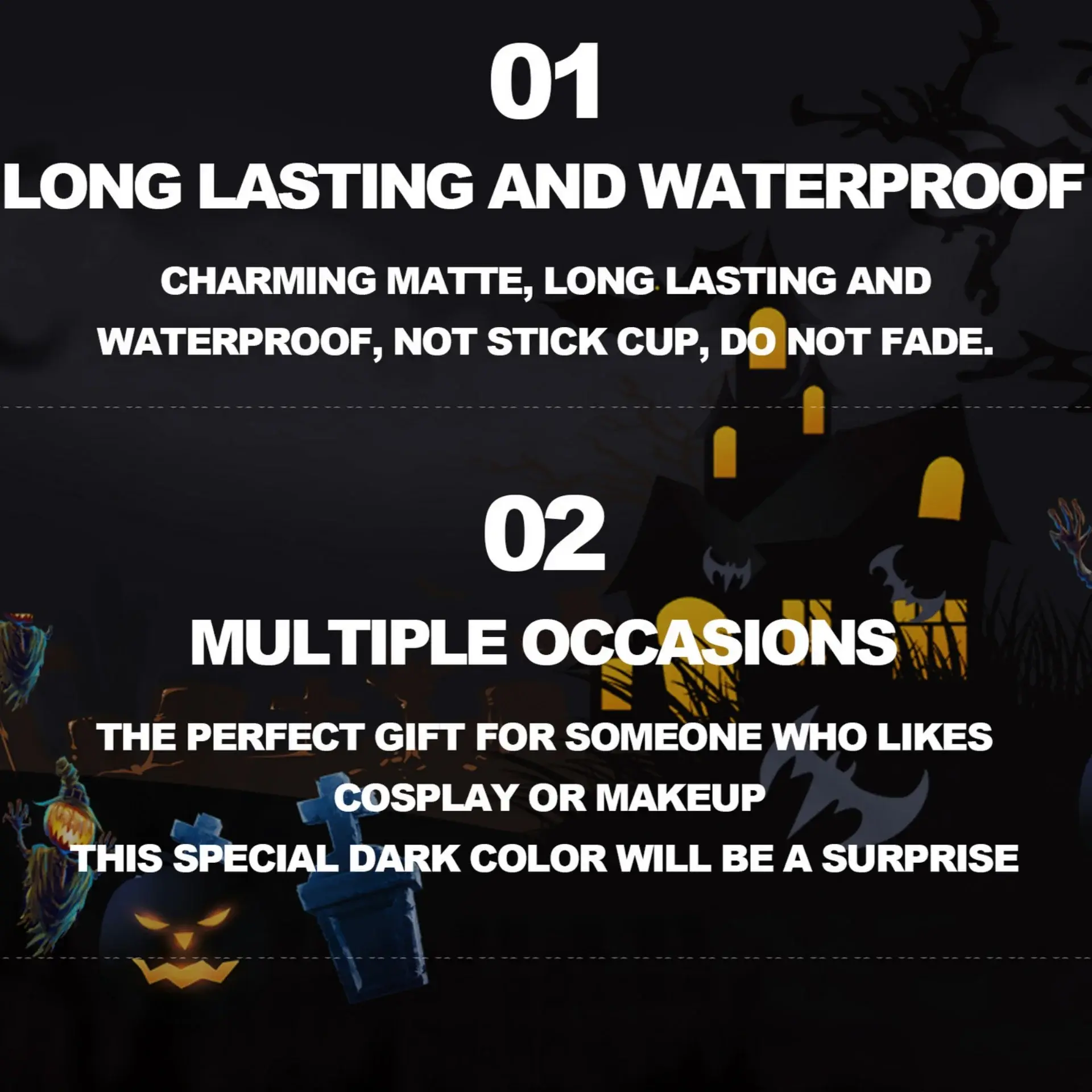 Vampire Black Purple Halloween Christmas Lipstick Moisturizing Waterproof Matte Lip Glosses Pigmented Lip Tint Makeup