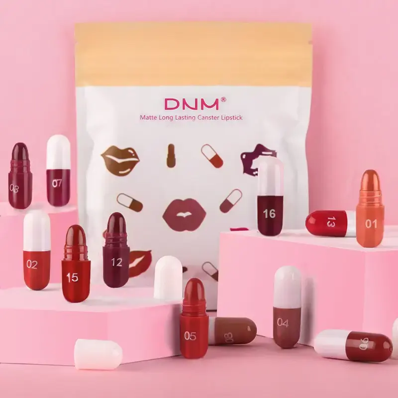 18Pc Mini Capsule Lipstick,Long-Lasting Velvet Matte Capsule Lipstick Set Portable Waterproof Mini Lipstick Valentine's Day Gift